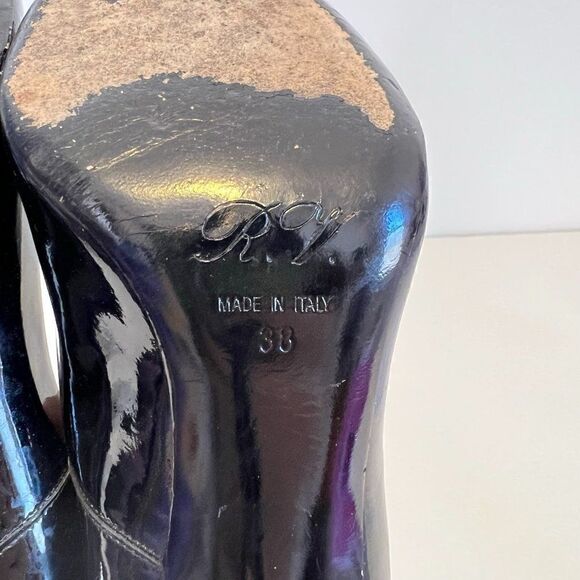 Roger Vivier Black Patent Leather Pumps with Silver Trompette Heels - Picture 7 of 8